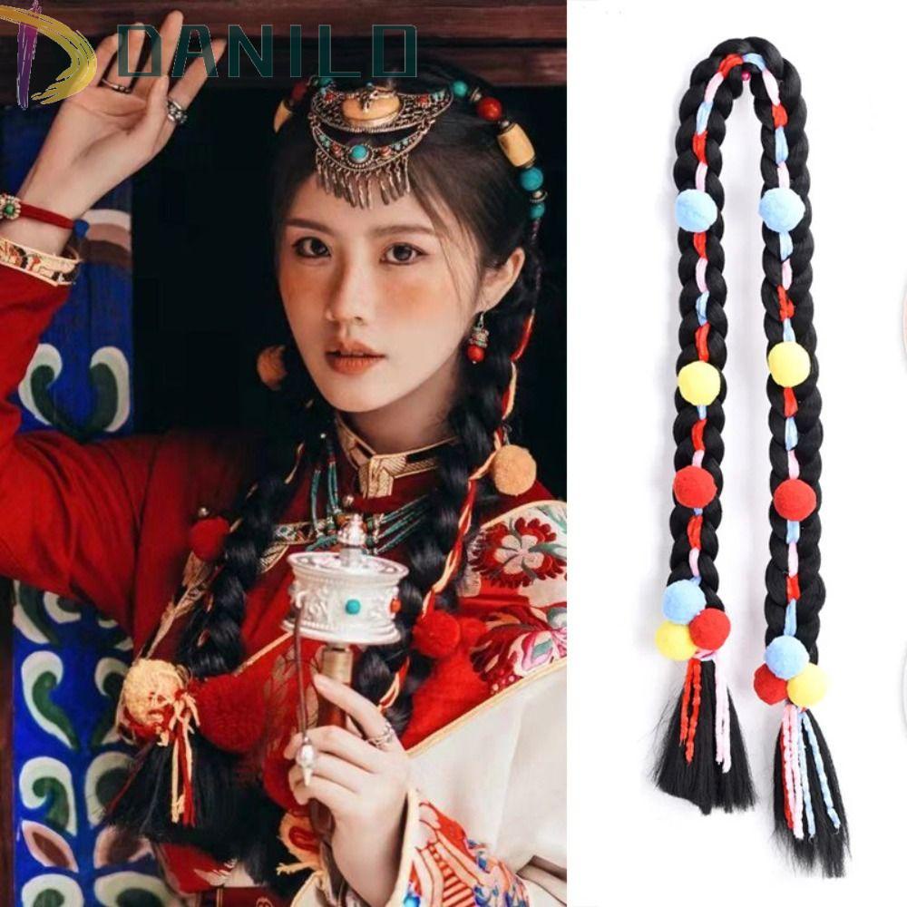 Tóc Giả Thắt Bím Màu Đỏ Đen Bằng Sợi Chịu Nhiệt Dùng Để Chụp Ảnh