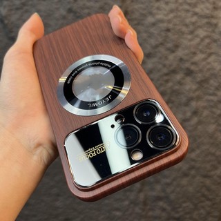 Ốp Điện Thoại Vân Gỗ Hít Nam Châm Bảo Vệ Camera Cho iPhone 14 13 12 11 Pro Max 14 Pro Max