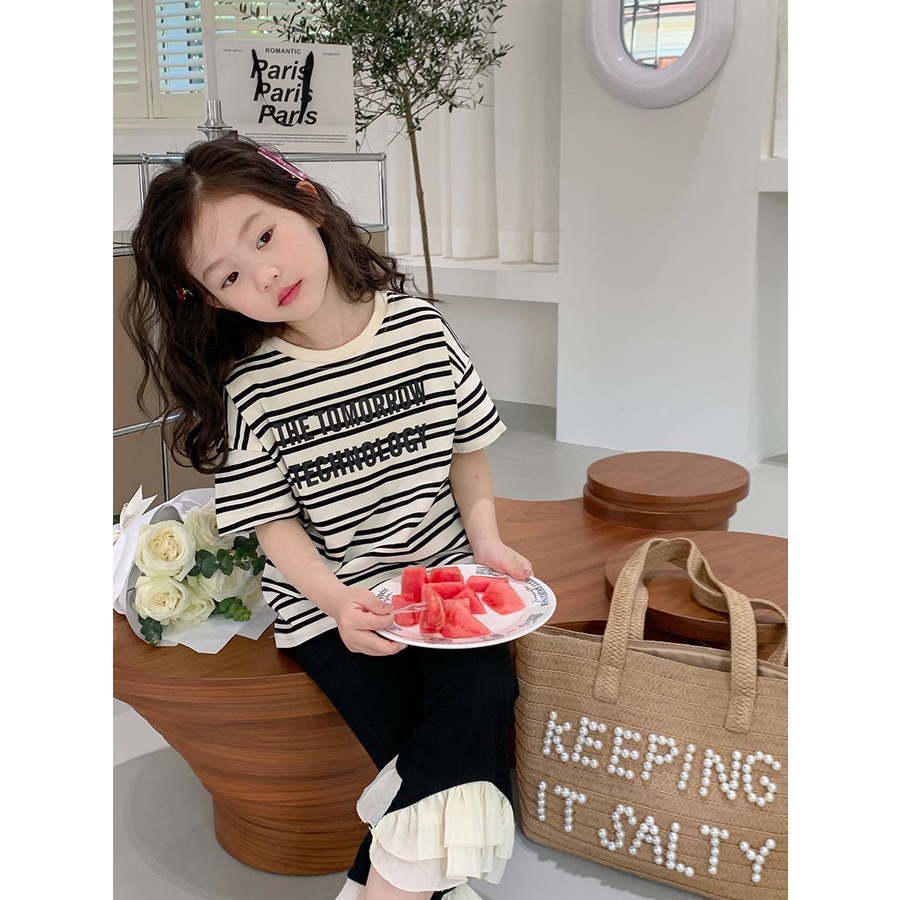 Quần Cotton Ống Loe Thời Trang Mùa Hè Hàn Quốc Dành Cho Bé Gái