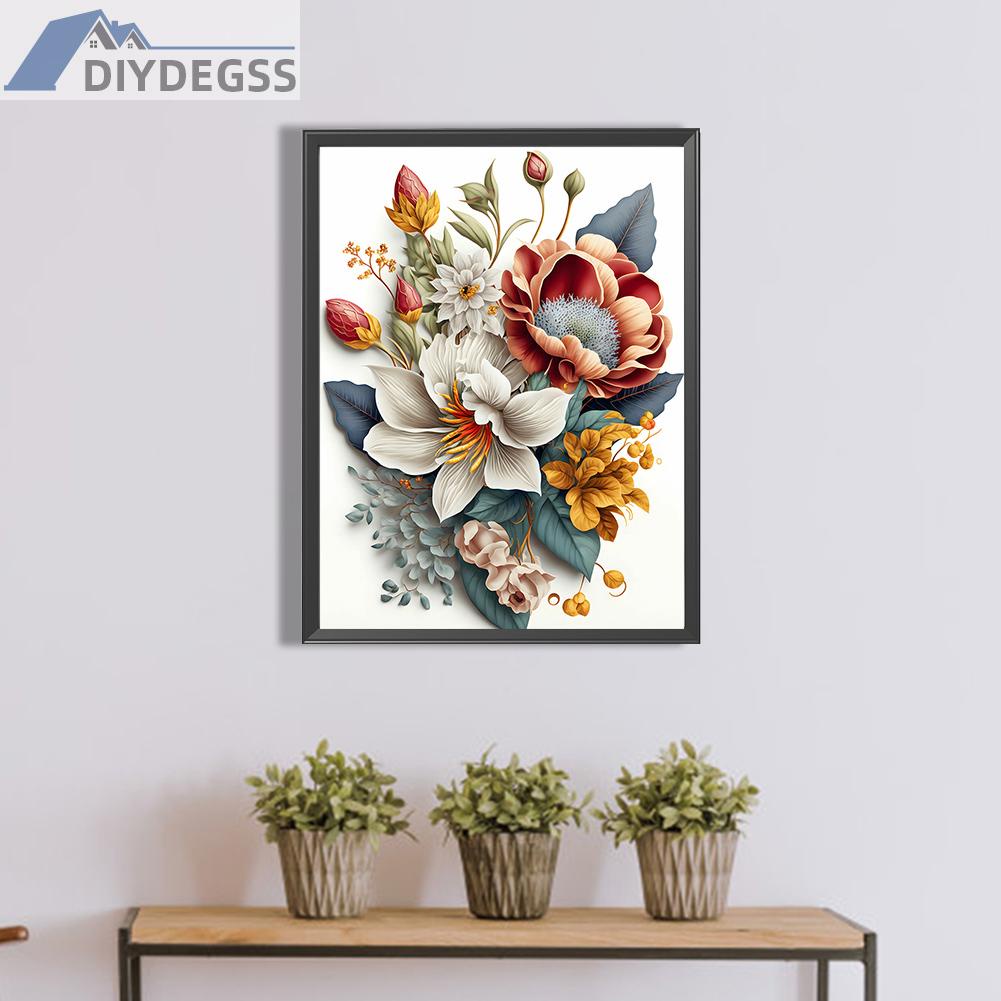 Tranh Đính Đá Kim Cương Toàn Bộ 5D DIY Hình Vẽ Hoa Trang Trí Nhà Cửa