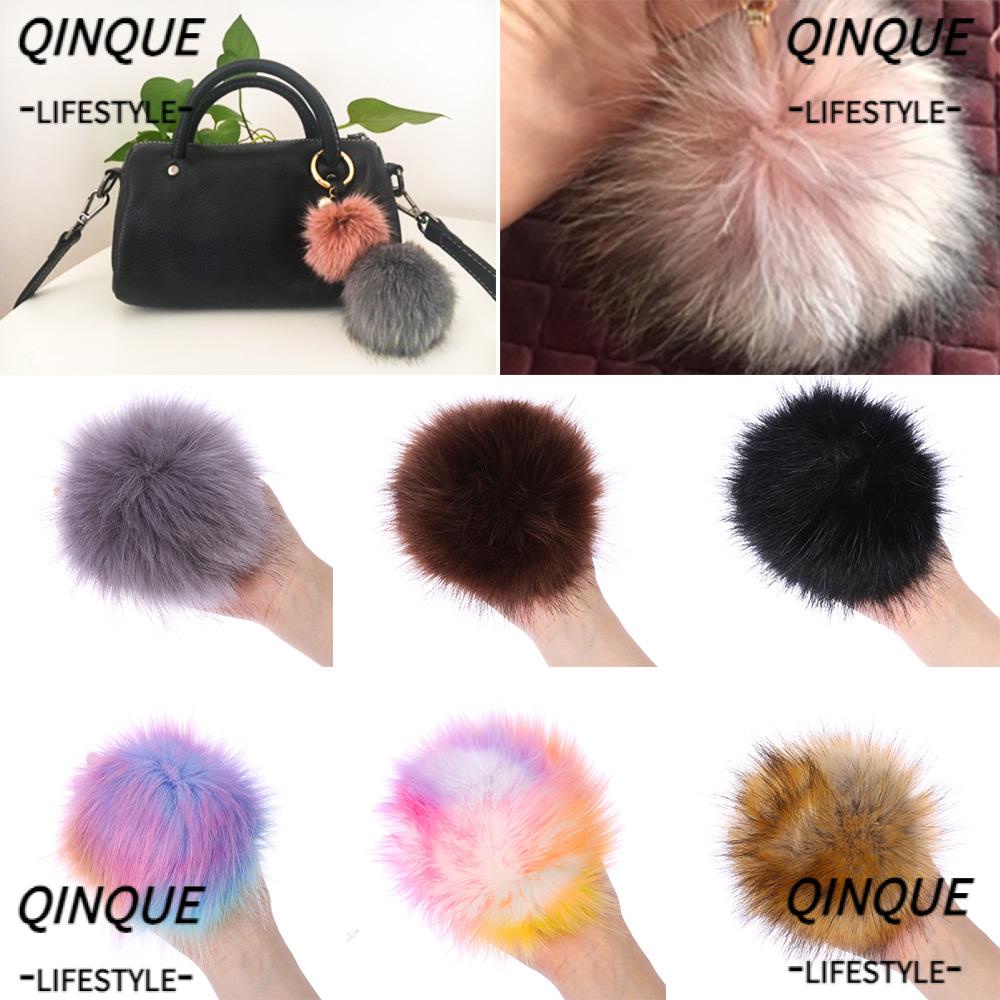 QINJUE Mũ Len Beanie 15cm Gắn Quả Bông Thời Trang Cho Nữ