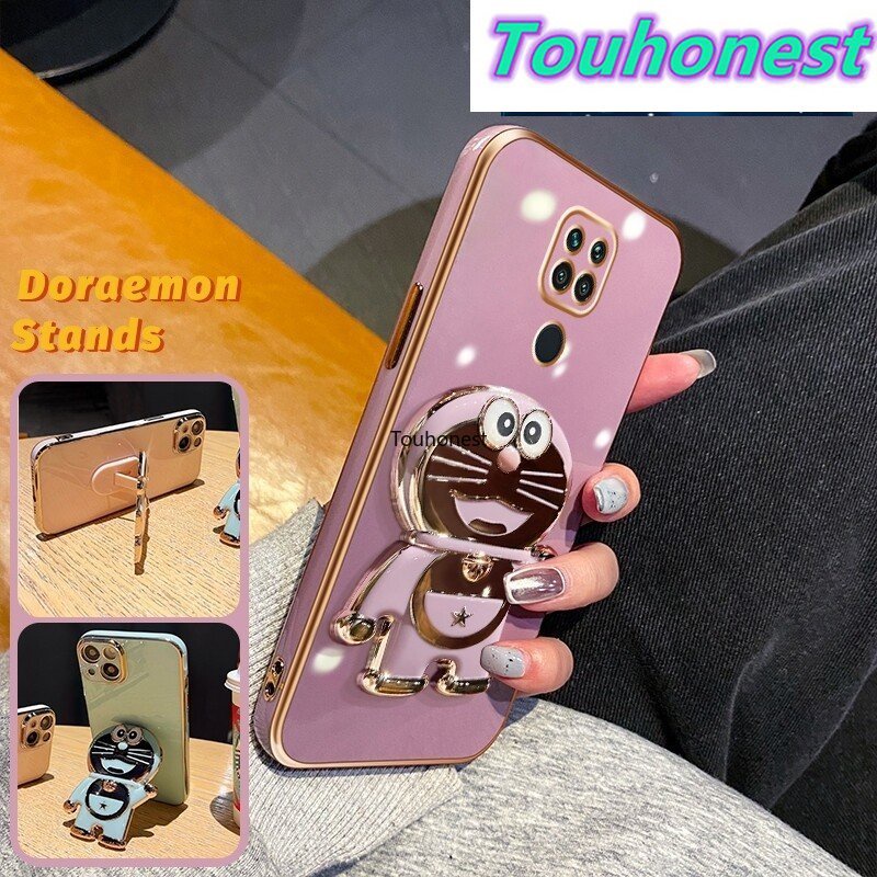 Ốp Lưng Huawei Mate 20 Pro Case Huawei Mate 20X Ốp ĐiệN ThoạI Huawei P30 Lite P30 Pro Casing Huawei Nova 4E Case Huawei Nova 3 Case Huawei Nova 3i Case Cartoon Jingle Cat Cute Anime Doraemon Folding Stand Phone Holder Cover Cassing Cases Case TD