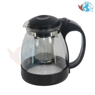 Ấm pha trà thủy tinh deli có lõi lọc 1300ml màu đen