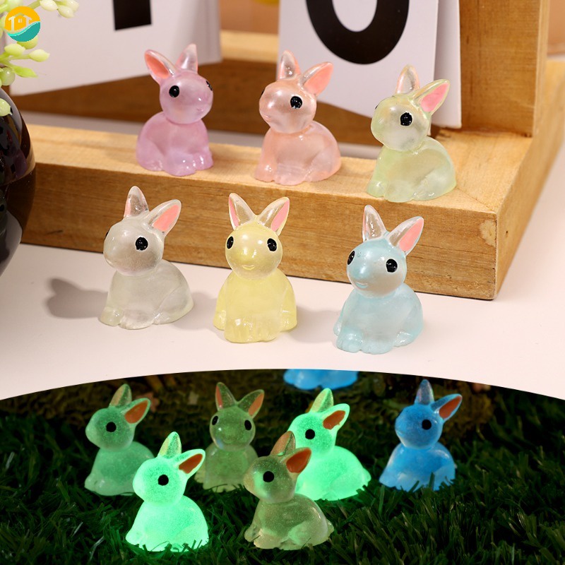 Set 1 / 2 Mô Hình Thiên Nga / Ếch / Nấm Mini Dạ Quang Dễ Thương Trang Trí Sân Vườn