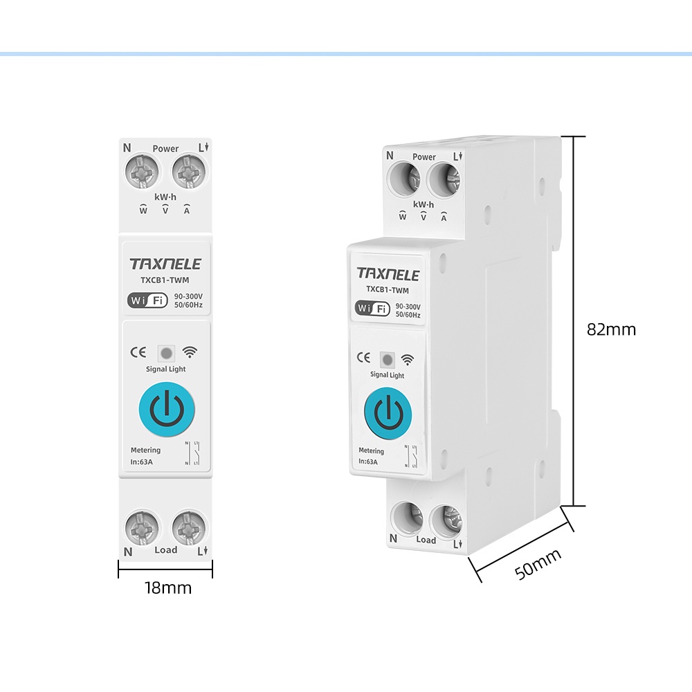 Cầu Dao 63A TUYA 1P Mạch KWh Điều Khiển Từ Xa Thông Minh Kết Nối WIFI