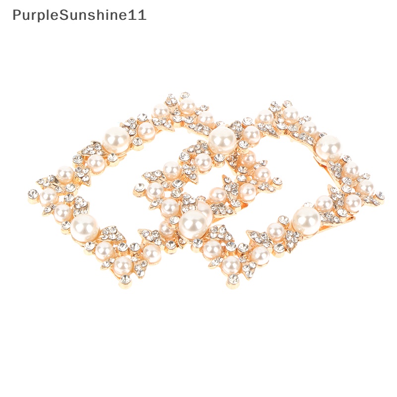 1 Khóa Kẹp Kim Loại Đính Đá Và Ngọc Trai Trang Trí Giày Cao Gót