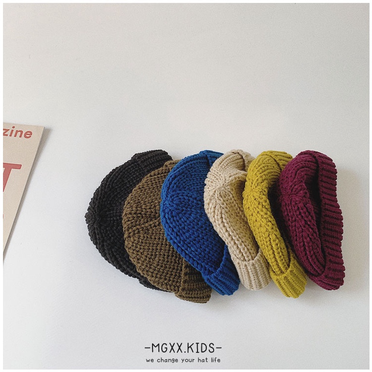 Mũ beanie Trùm Đầu Màu Sắc Đơn Giản Giữ Ấm Mùa Đông Phong Cách Hàn Quốc Cho Bé