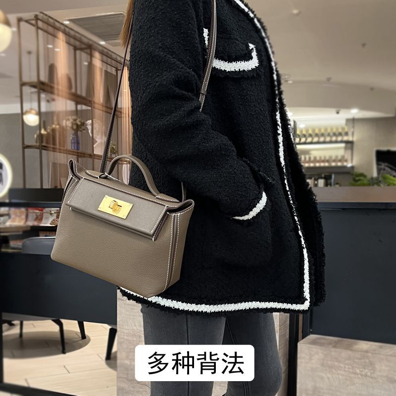 Túi Đeo Chéo Da Bò Thật 2424 weima mini Có Khóa Hai Dây Đeo Một Bên Vai kelly Cho Nữ