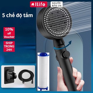 Vòi hoa sen vòi sen tăng áp cao cấp không gỉ 5 chế độ nước