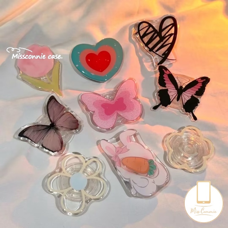 Giá Đỡ Điện Thoại Hình Hoa / Bướm / Trái Tim Hoạt Hình Dễ Thương Có Thể Gập Lại