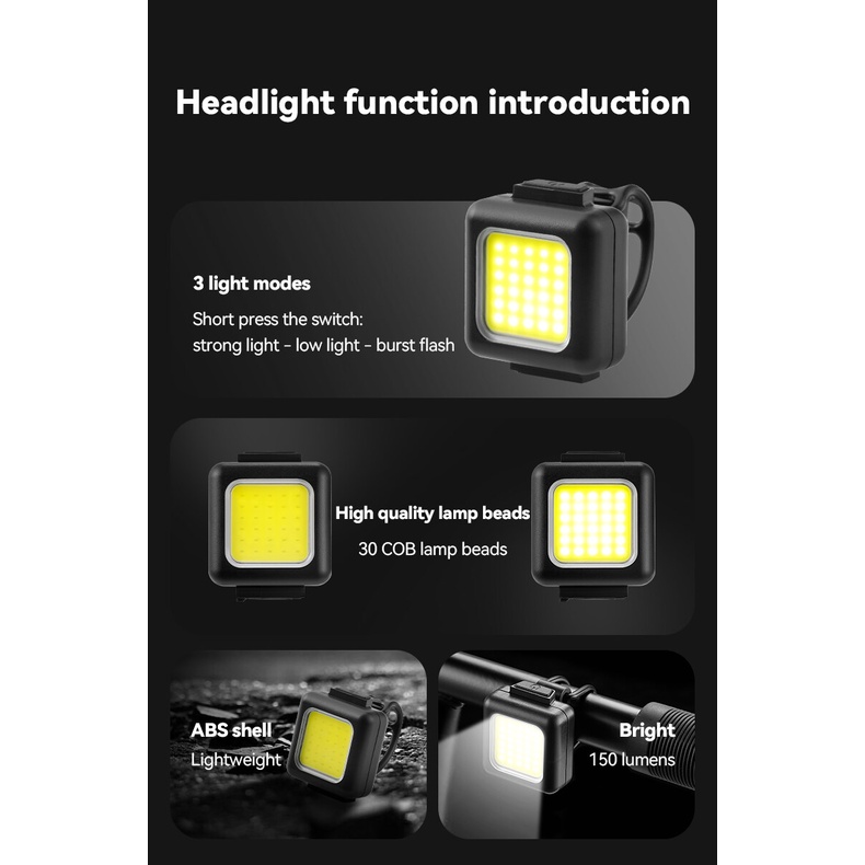 ESLNF Đen Xe Đạp Pha Trước Và Sau Bộ Đèn Chiếu Sáng 130 Lumen Đèn Hậu Xe Đạp Đèn Led Xe Đạp Chống Thấm Nước IPX5 Dành Cho Xe Đạp Đèn Xe Đạp Siêu Sáng