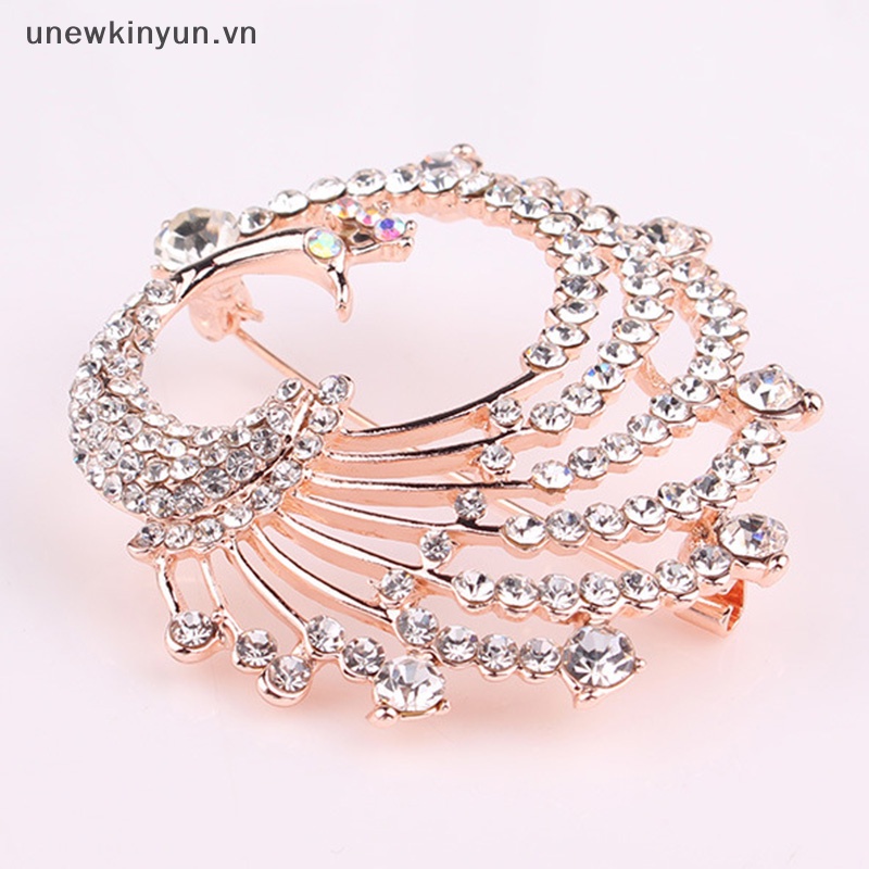 Ghim Cài Áo Hình Chim Công Đính Pha Lê Thời Trang Cho Nữ