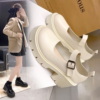 Giày Da Đế Dày Phối Khóa Cài Phong Cách Lolita Dành Cho Nữ