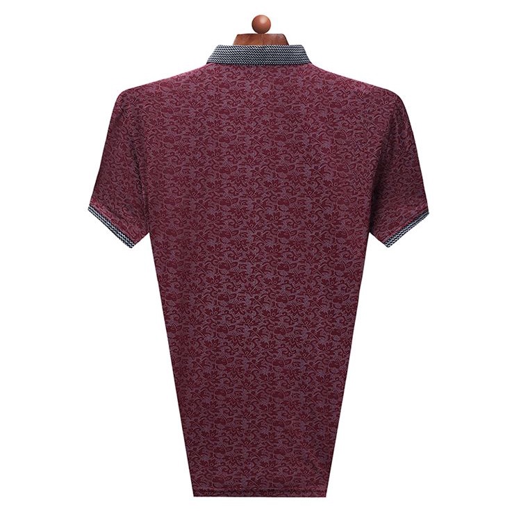 Áo Thun Polo Vải Lụa Lạnh Dáng Rộng In Họa Tiết Có Túi Thời Trang Mùa Hè Cho Nam Trung Niên