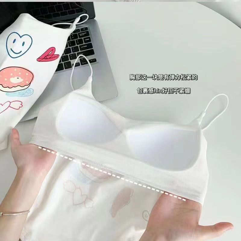 Hot girl sexy in vest trắng với miếng đệm ngực cô gái ống trên cùng áo tăng mùa hè Áo hai dây ngọt ngào dễ thương