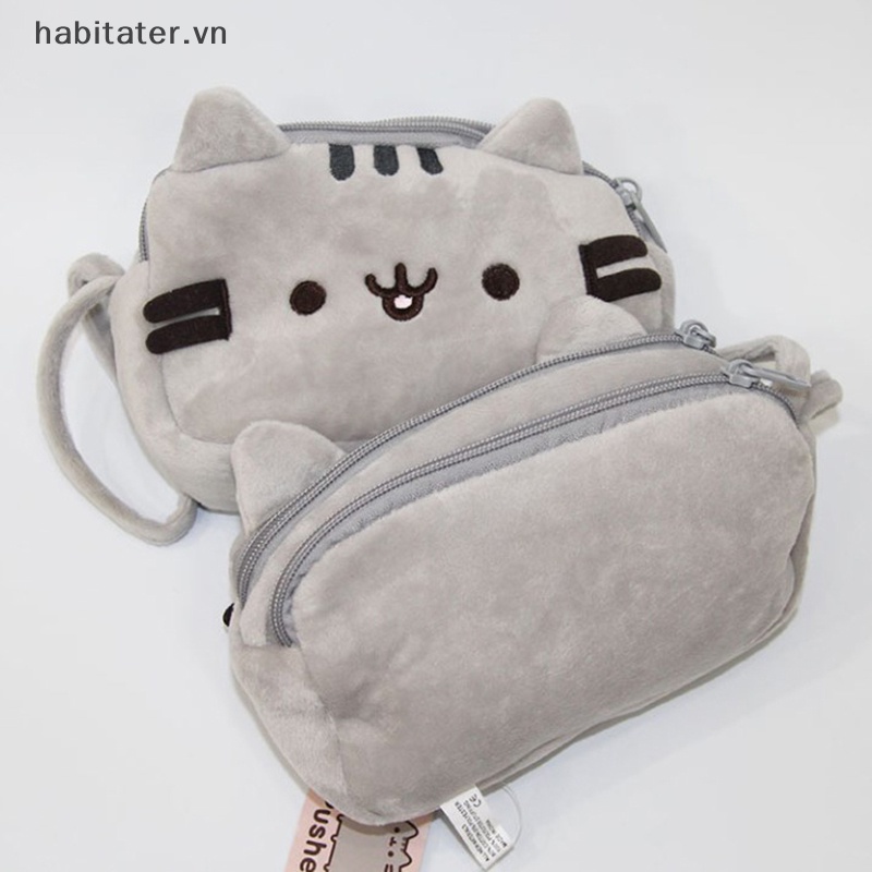Tater kawaii hộp đựng bút chì mèo sang trọng hai lớp túi bút chì hoạt hình dễ thương văn phòng phẩm hàn quốc mỹ phẩm túi đựng bút chì đồ dùng văn phòng trường học vn