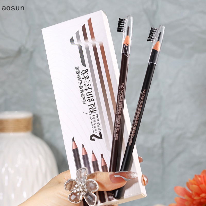 Aosun 1 pcs chì kẻ mày chống thấm mồ hôi chống thấm nước ultra-thin eyebrow pen for women beauty cosmetic eyebrow pencil cosmetics tool en
