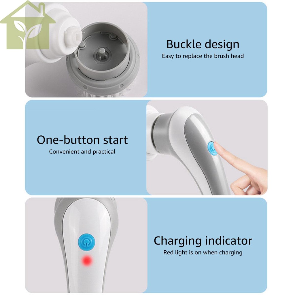 Máy chà sàn quay điện với ba đầu bàn chải 1200mah bàn chải làm sạch điện có thể sạc lại ipx5 máy làm sạch bàn chải điện không thấm nước shopabc9722