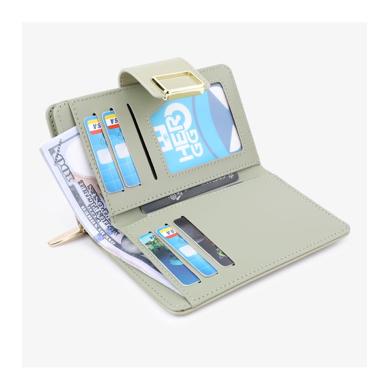 Terion Ví Ngắn Bằng Da pu Màu Trơn Đa Năng Phong Cách Hàn Quốc Cho Nữ