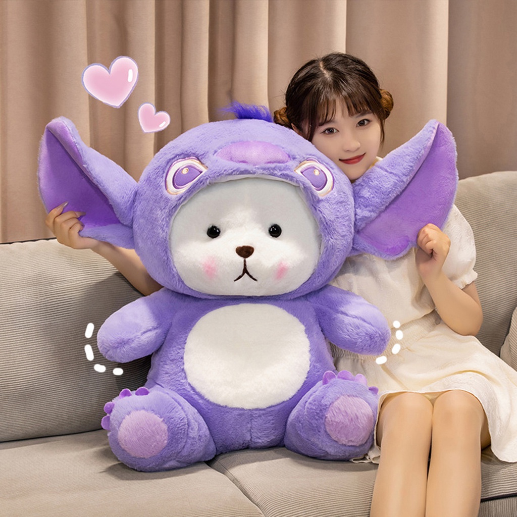 28/40cm búp bê gấu biến áp màu tím đồ chơi sang trọng gấu bông nhỏ quà tặng ngày lễ tình nhân hoạt hình tai to thời gian thoải mái