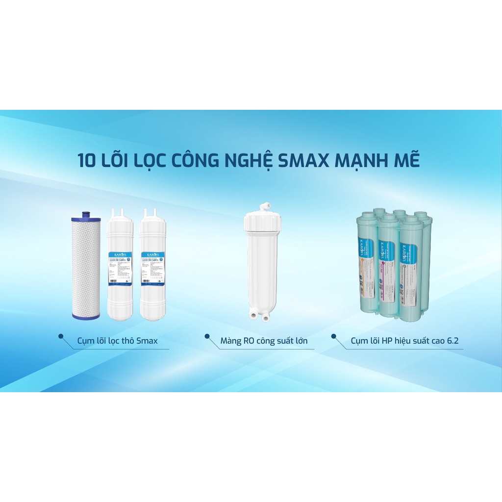 MÁY LỌC NƯỚC KAROFI KAQ-U99 ,10 LÕI LỌC CÔNG NGHỆ SMAX MẠNH MẼ, Bảo hành 36 tháng.