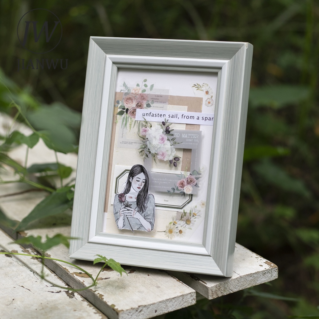 Jianwu 20 tờ hoa màu phim dòng văn học hoa phim viền trang trí nội thất pet sticker sáng tạo tự làm tạp chí cắt dán văn phòng phẩm