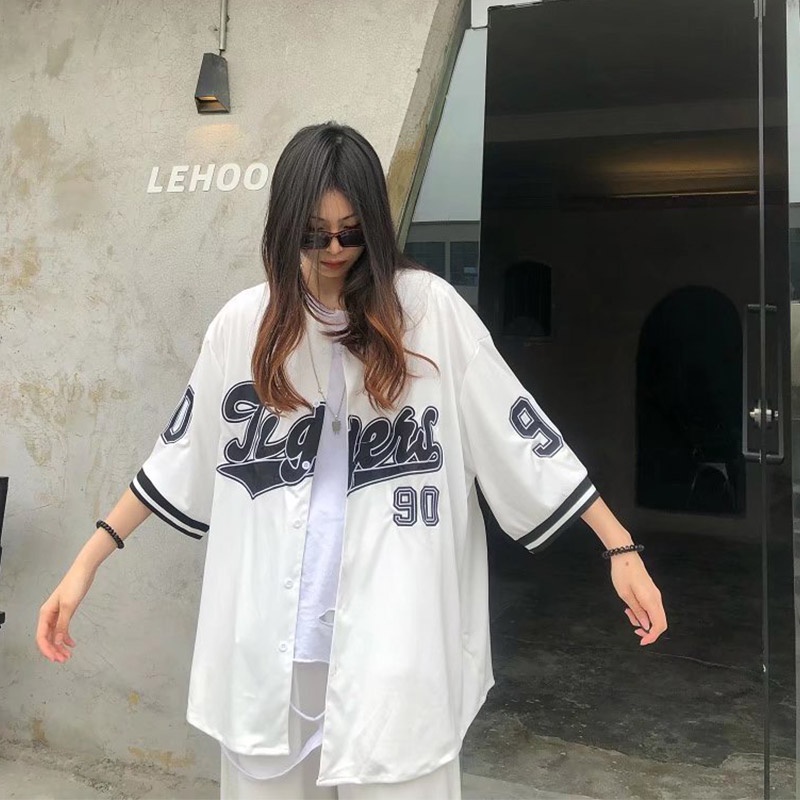 Áo Khoác Bóng Chày Ngắn Tay Form Rộng Phong Cách Năng Động Trẻ Trung Dành Cho Nữ