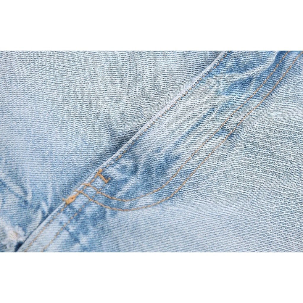 TVUV 2023 mới rắn sexy hở lưng denim ngắn hàng đầu 8320