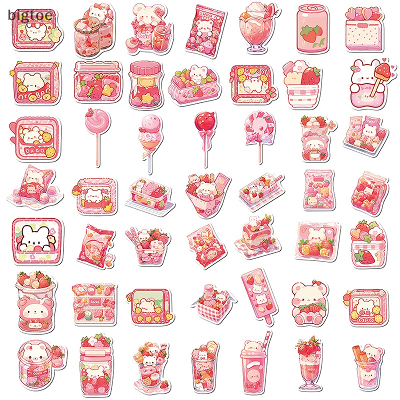 Bigtoe 50 cái phim hoạt hình đồ ăn nhẹ màu hồng barbie graffiti sticker xe hơi guitar vali máy tính xách tay decal diy nhật ký điện thoại album tủ lạnh sticker gift boutique
