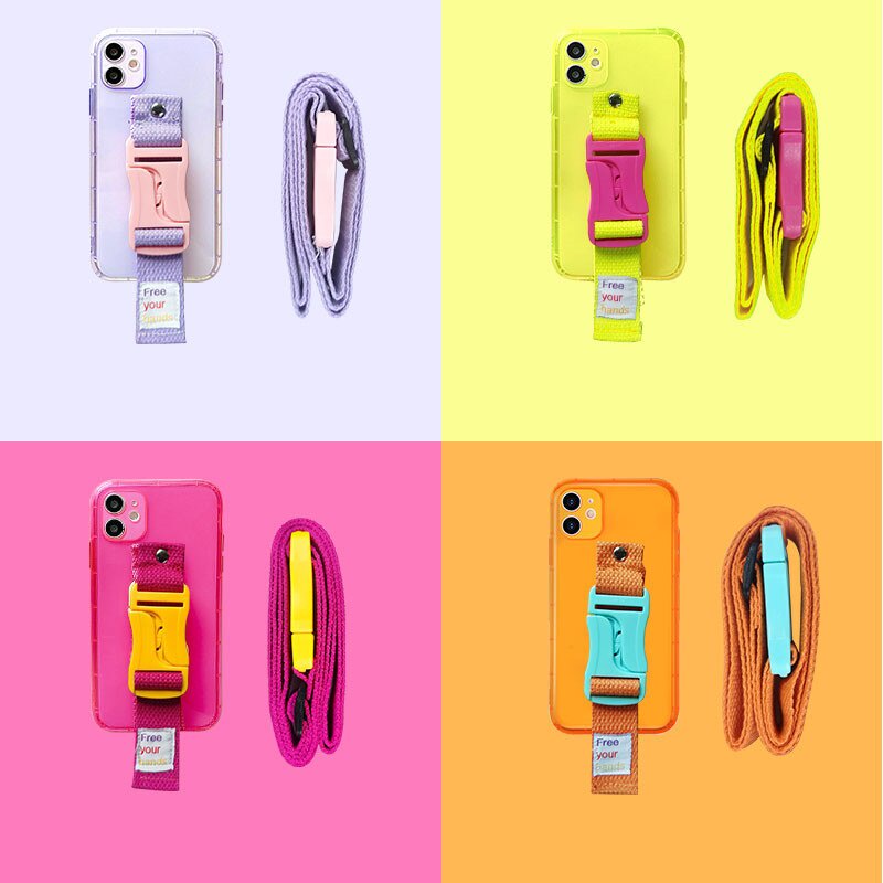 Cổ tay crossbody dây buộc huỳnh quang ốp lưng tpu mềm iphone 12 pro max 11 pro max iphone x xs max xr 7 8 plus se 2020 ốp lưng