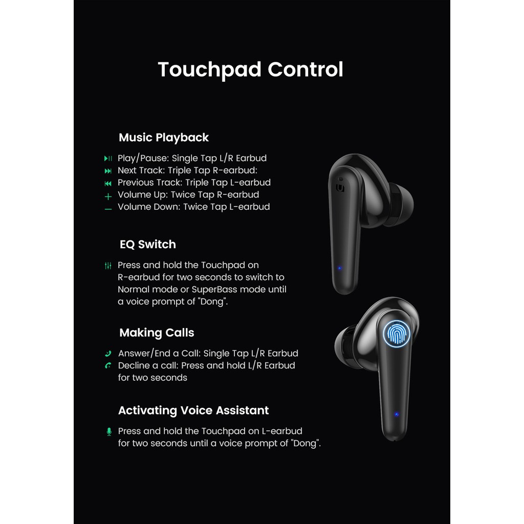 Tai Nghe Nhét Tai Không Dây UGREEN HiTune T1 có 4 micro kết nối / Baseus Encok Wireless Earphone WM01 Nhiều màu