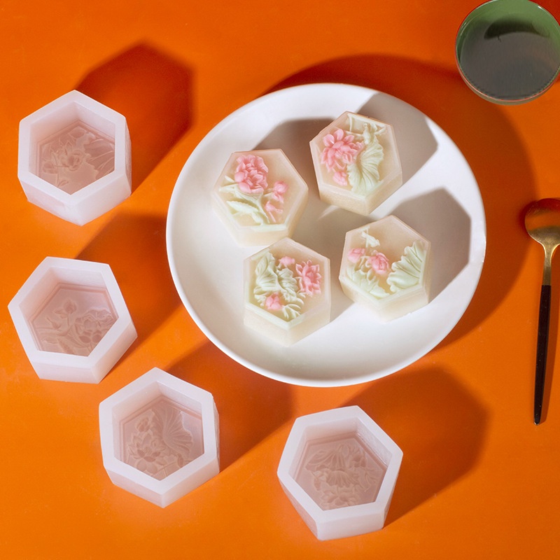 Lotus moon cake khuôn silicone mid-autumn festival lotus leaf mung bean mini pastry chocolate baking tool