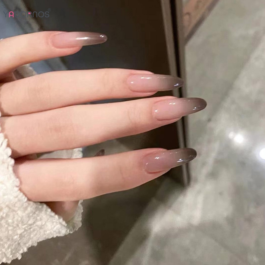 YADORNOS gradient color almond press-on nail móng tay giả tối giản ngọt ngào với keo an toàn