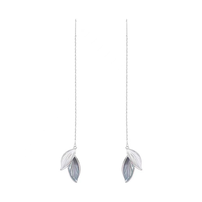 Bông tai lá tráng men dài hàn quốc phụ kiện ins girl