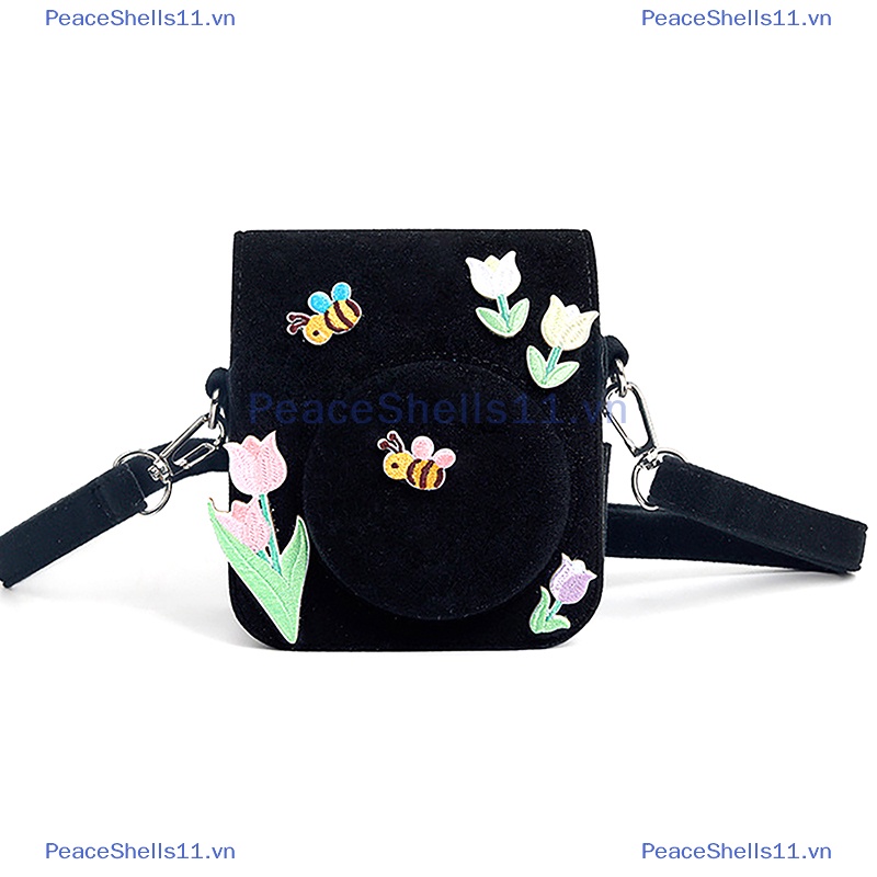 Peaceshells 1pc portable carry travel protector case cho fujifilm instax mini 12 felt camera bag box với điều chỉnh dây đeo vai.