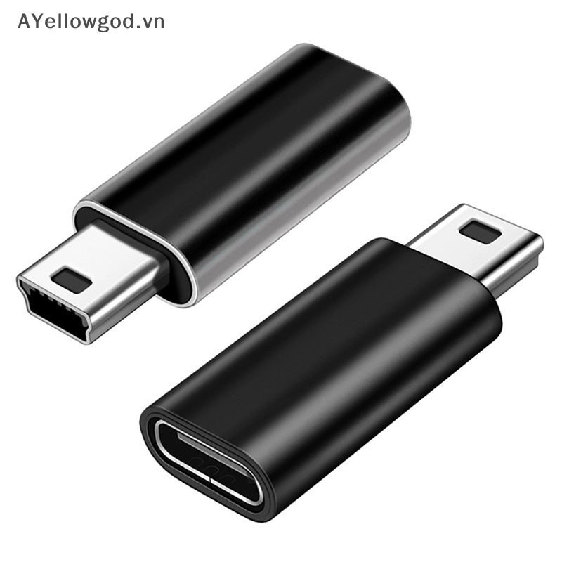 Ayellowgod mini 5 pin usb adapter b male to usb type c female data transfer connector vn