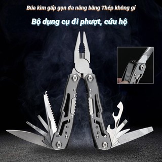 Búa kìm gấp gọn đa năng bằng Thép không gỉ - Bộ dụng cụ đi phượt, cứu hộ
