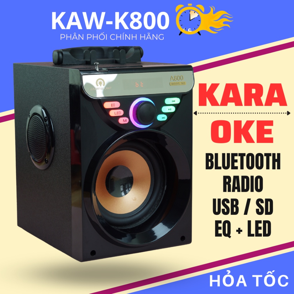 Loa karaoke mini KAW-K800 - Loa hỗ trợ Bluetooth 5.0, công suất lớn - Phân phối chính hãng KAW - Bảo hành toàn quốc