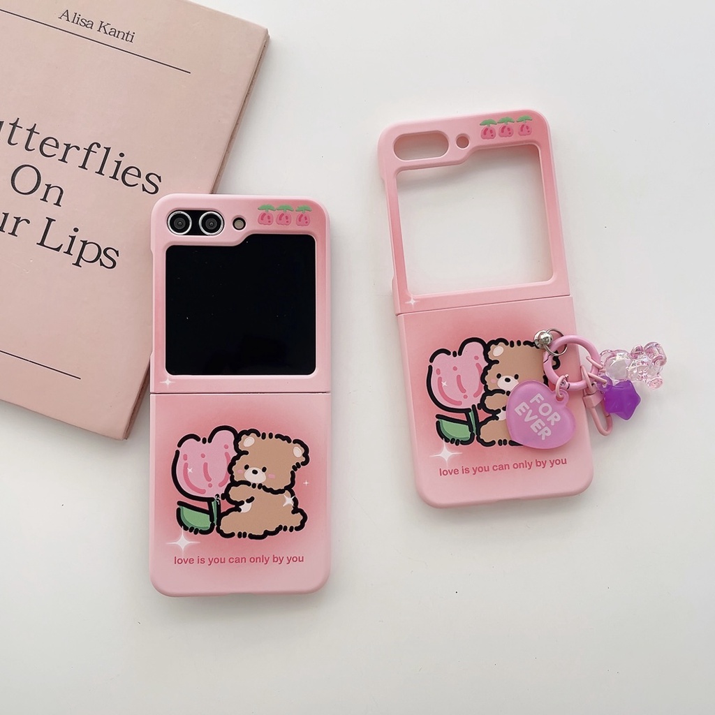 Samsung galaxy z flip 5 5g thời trang da cảm giác dễ thương phim hoạt hình chú chó bông barbie samsung z flip 5 pc case cứng chống sốc điện thoại sáng tạo vỏ