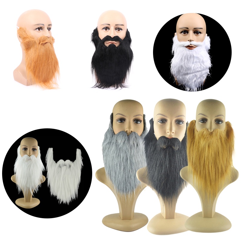 Thực tế nhân tạo râu giả dài lông tơ râu râu ông nội ông già noel cosplay trang phục halloween đạo cụ đảng