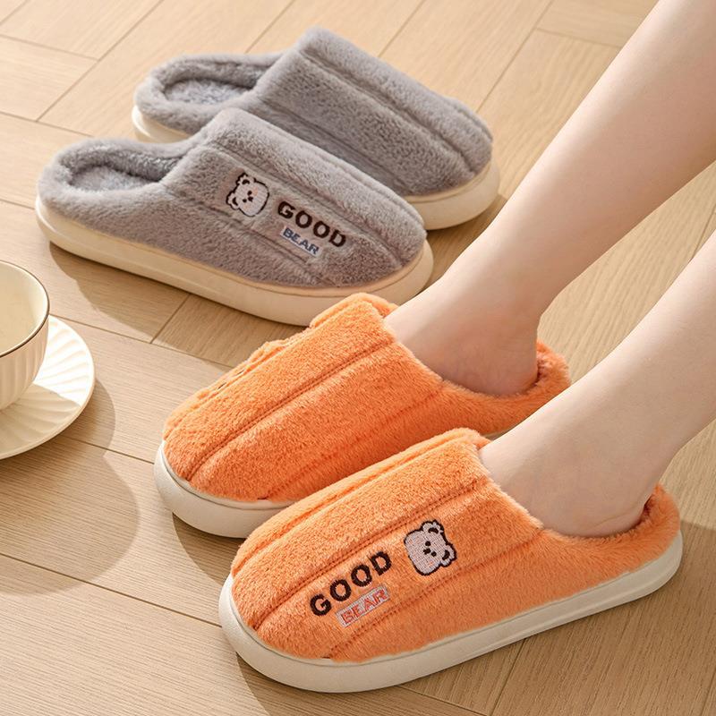 Đàn ông dép bông mùa đông dễ thương phim hoạt hình dày-chốt lông giày bông phụ nữ sử dụng tại nhà cặp đôi giữ ấm lót lông cừu dày