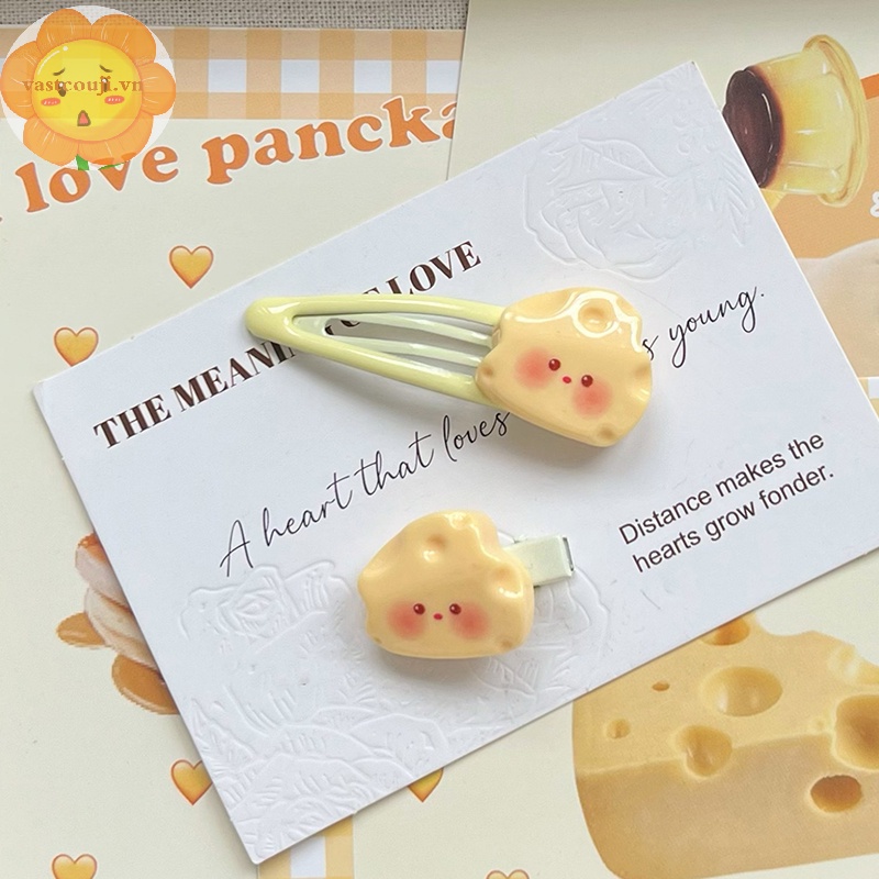 Vastji kawaii cartoon cheese kẹp tóc cô gái side bang kẹp tóc dễ thương ngọt ngào phụ kiện tóc cho bé gái quà tặng sinh nhật vn