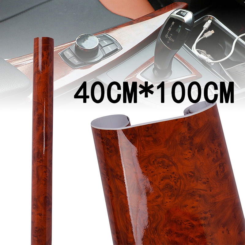 Miếng Dán decal Chống Thấm Nước Họa Tiết Vân Gỗ Trang Trí Xe Hơi 40x100cm