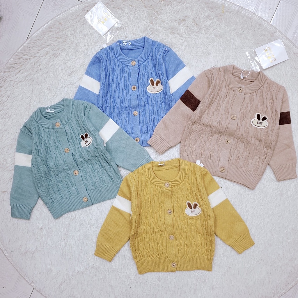 Áo len dài tay sơ sinh thu đông cúc cài thẳng len mịn mềm đẹp hàng quảng châu cho bé trai bé gái 4-10kg