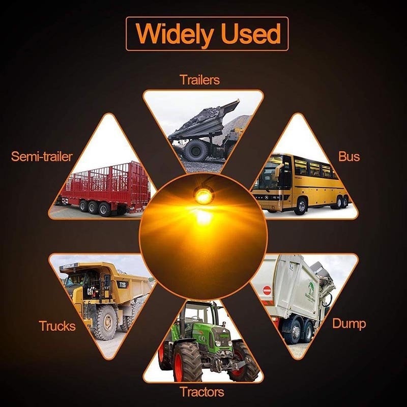 2/5/10 cái 12v / 24v 3led 3/4 "tròn trailer đèn đánh dấu bên màu vàng trắng đỏ cho xe tải đèn chiếu sáng xe tải đèn tín hiệu rẽ