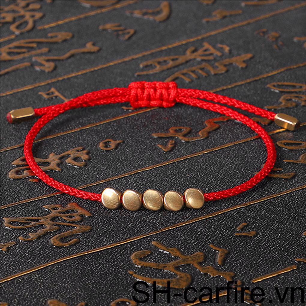 2 miếng hạt đồng tây tạng vòng tay bện dây đeo tay dây rút may mắn chuỗi tay người yêu màu đỏ đen vòng đeo tay cho đồ trang sức