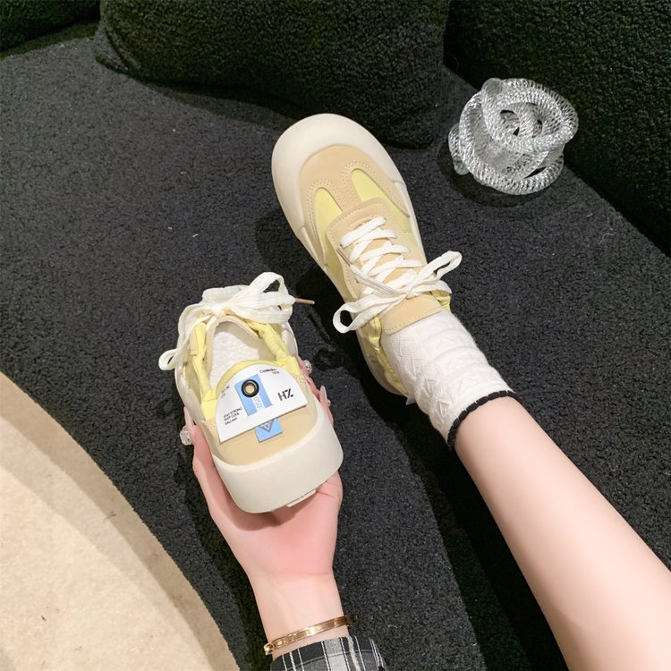 All-match ngón chân tròn miệng trung thể thao giày thường dây đeo chéo nhẹ hàng ngày mặc bên ngoài nền tảng đế giày thể thao nữ