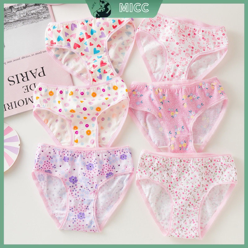 Ba gói quần lót ren cotton nguyên chất cho bé gái 1-12 tuổi, in hình đẹp dễ thương, quần lót ren cho bé gái, thoải mái và thoáng khí