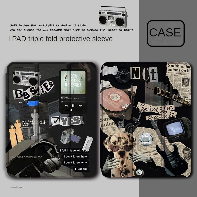 Dành cho ipad 2021 pro 11 vỏ bảo vệ gen9 / 8 / 710.2 vintage boys mini6 trong suốt gen5 / 6 9.7 anti drop air4 / 5 10.9 trifold 2022 gen 10 10.9 cartoon ipad case