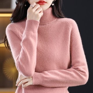Áo len cao cổ nữ comforable màu sắc đơn giản dài tay áo dệt kim mềm mại ấm cúng áo chui đầu